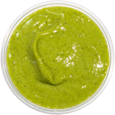 top down image of green smoothie